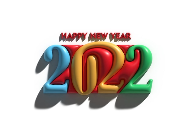 3D Render Happy New Year 2022 Text Typography Design.