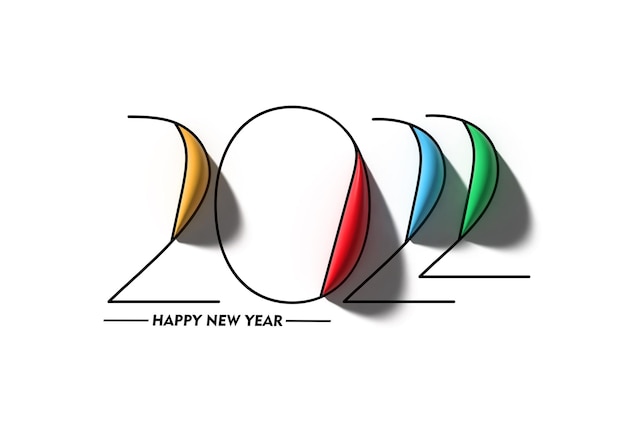 3D Render Happy New Year 2022 Text Typography Design.