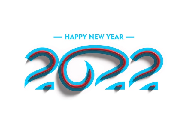 Photo 3d render happy new year 2022 text typography design.