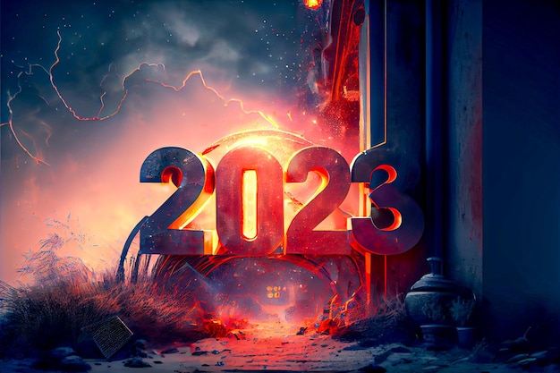 3D render of Happy new year 2023 background New Year concept Symbol of starting new year 2023