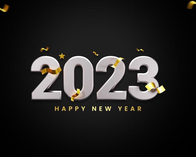 Photo 3d render happy new year 2023 illustration.realistic silver number for 2023 new year celebration
