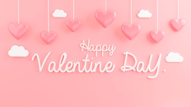 3d render of happy valentine day and pink heart