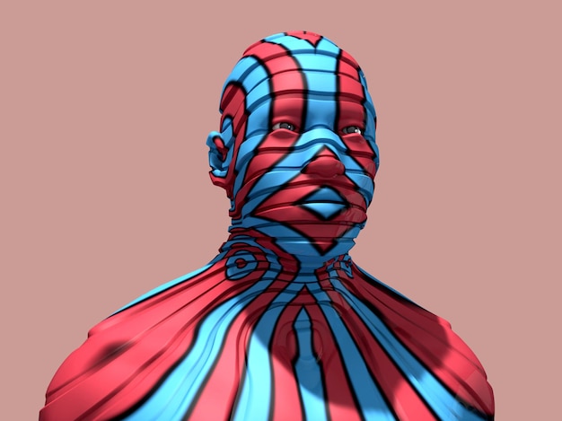 3d render Head Human shattered portrait