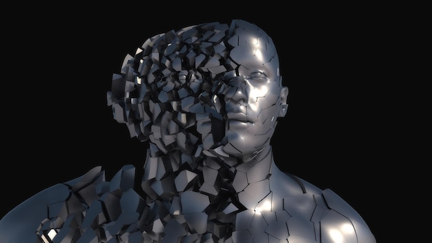 3d render Head Human shattered