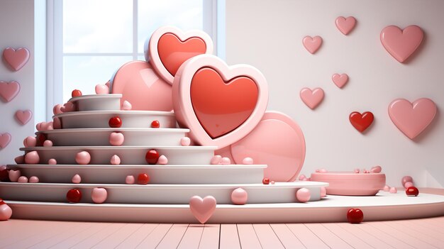 Photo 3d render heart transparent background