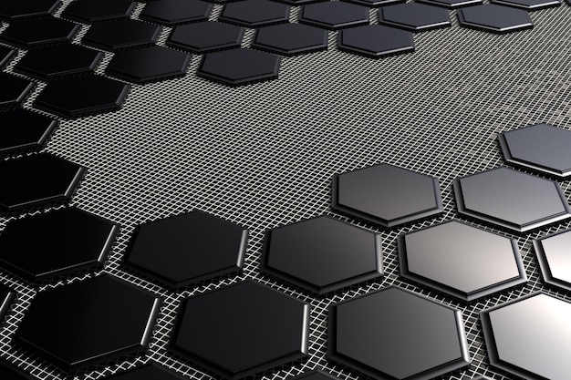 3D render hexagon wallpaper 4k black modern render