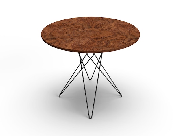 3d render hoge ronde tafel loft metalen zwarte poten