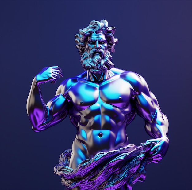 3d render of a holographic statue