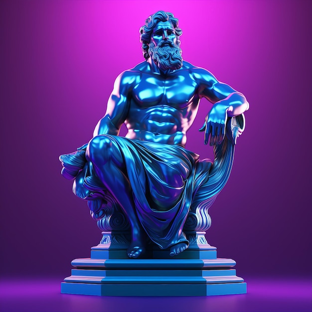 3d render of a holographic statue