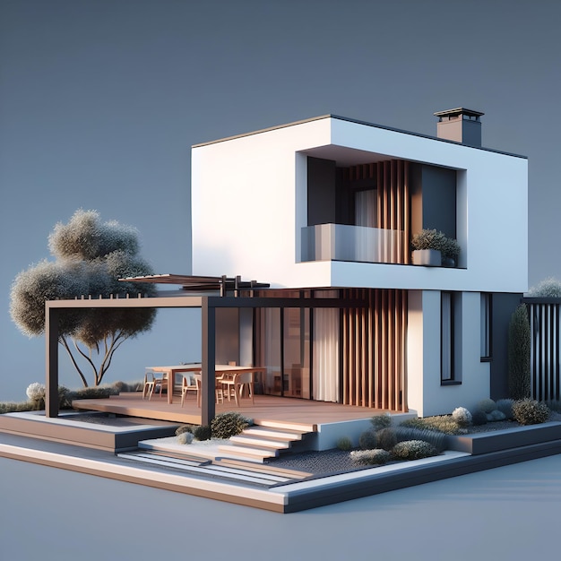 Photo 3d render house on hand