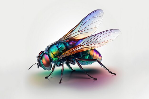 3D render housefly illustration white background