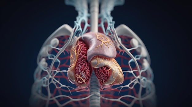 3D render of human anatomy the thoracic diaphragm