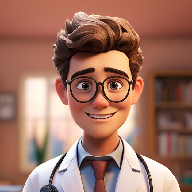 3d render Human doctor cartoon character