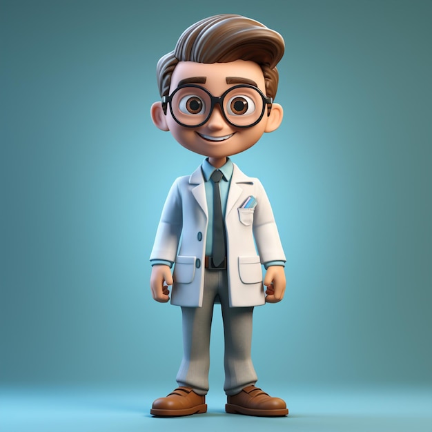 Foto rendering 3d personaggio dei cartoni animati del medico umano