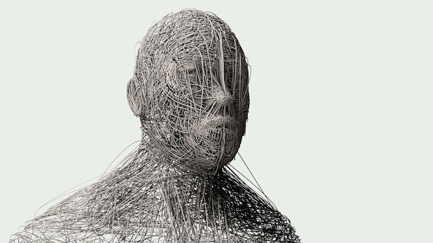 3Dレンダリング人間の顔のアートポートレート