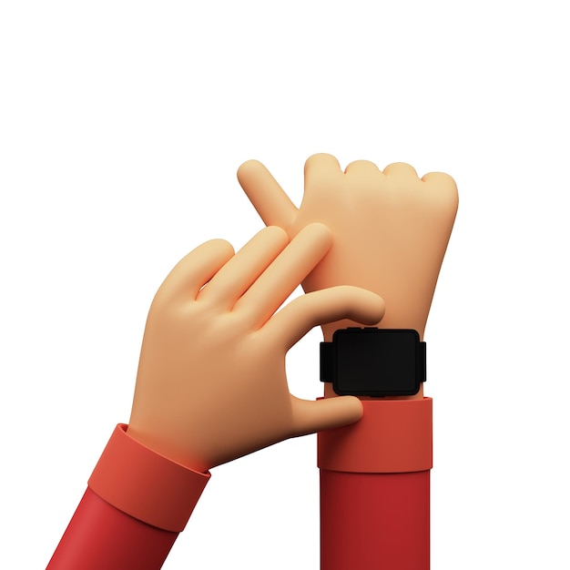 3D Render Of Human Hand Setting Up Smart Wrist Watch Blank Screen for your Product Advertisement or App Presentation