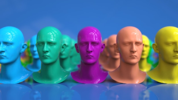 3D render. Humanoïde figuren klonen