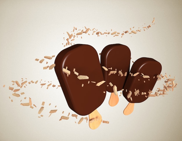 3d визуализация мороженого порошок миндаля