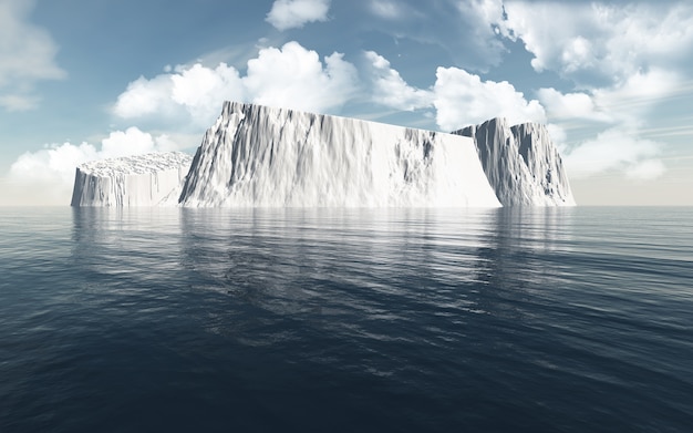 Foto rendering 3d di iceberg nell'oceano