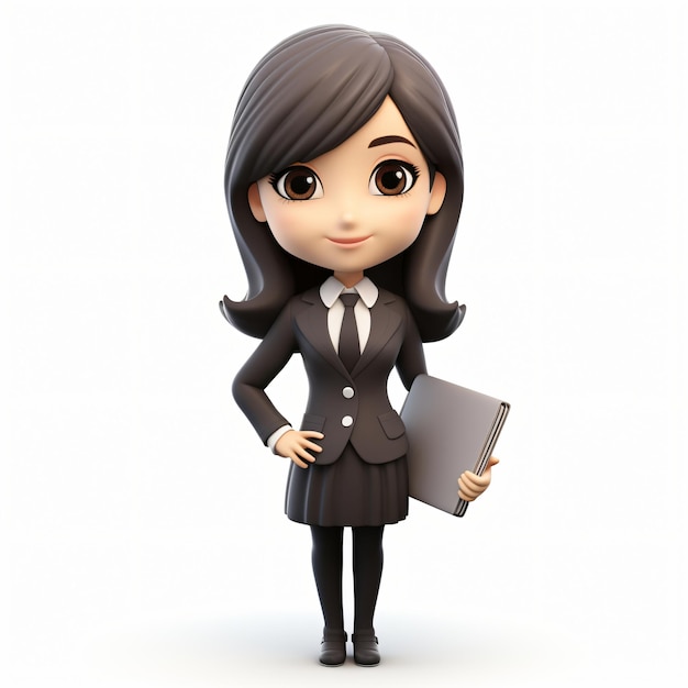 3d render icon of business girl cartoon isolated generated AI