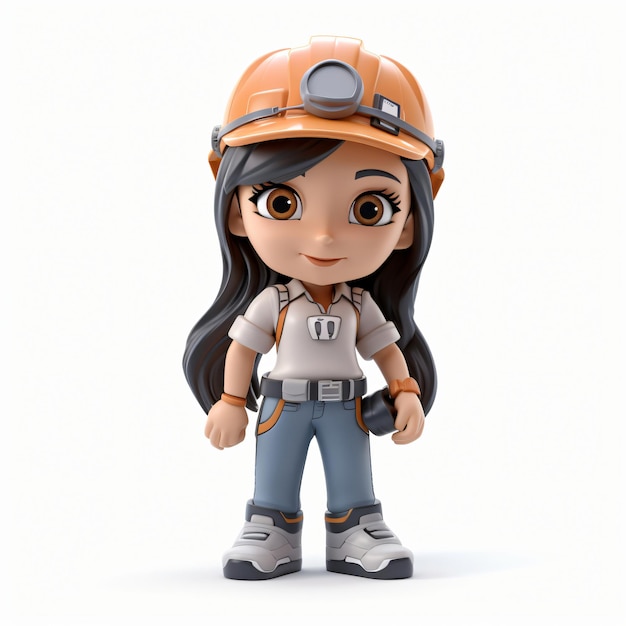 3d render icon of girl mechanic cartoon plastic generated AI