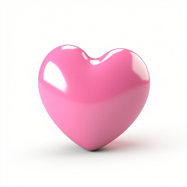 3d render icon of pink heart cartoon isolated generated AI