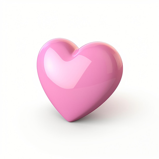 3d render icon of pink heart cartoon isolated generated AI