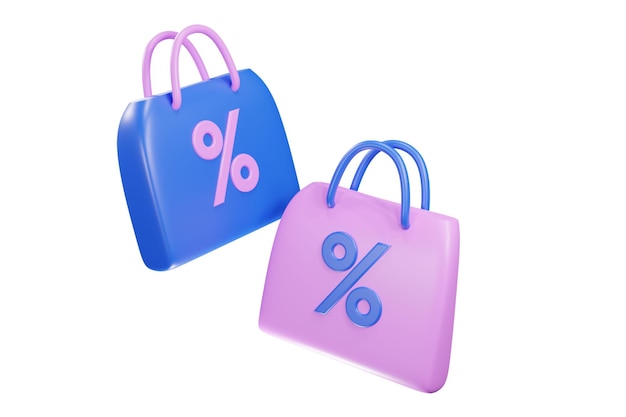 Photo 3d render icon sale shopping bags illustration