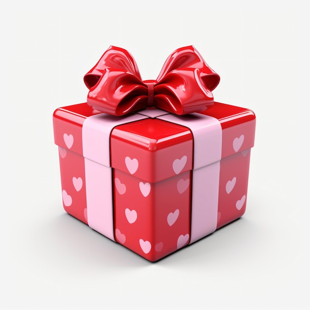 Photo 3d render icon of valentine gift box cartoon isolated