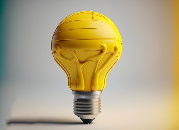 3d render idea yellow light bulb red