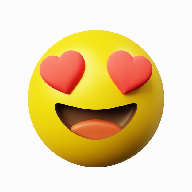 3D render ik ben verliefd of hartogen emoji of emoticon