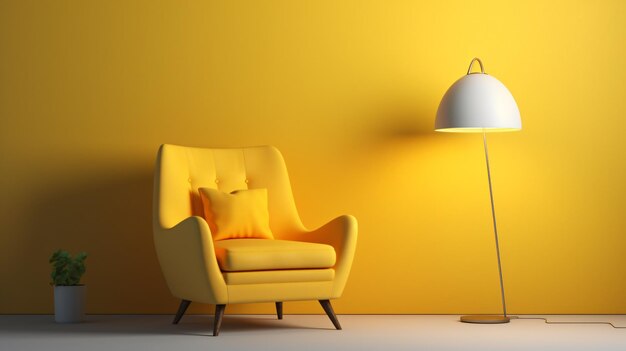 3D render illustration of armchair with lamp