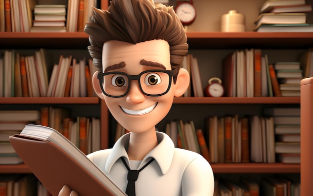 3d render illustration of boy doctor wears glasses Medecin concept with copy space for text