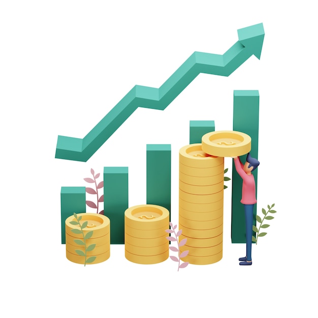 Foto 3d rendono l'illustrazione del concetto di investimento aziendale