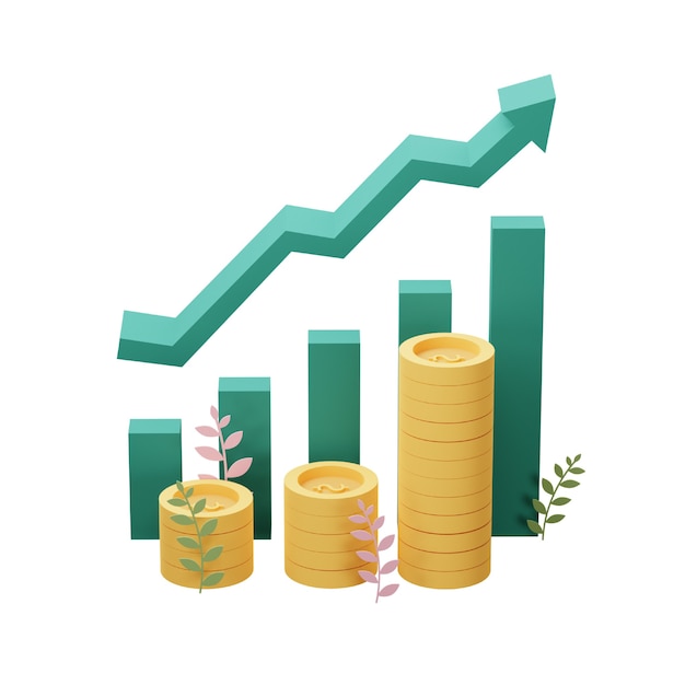 3d rendono l'illustrazione del concetto di investimento aziendale