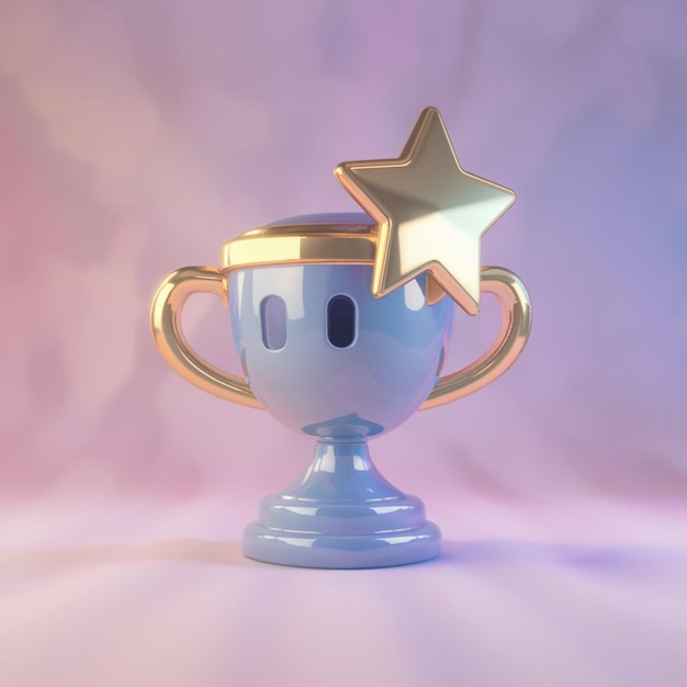 Foto trofeo di cartone animato di rendering 3d