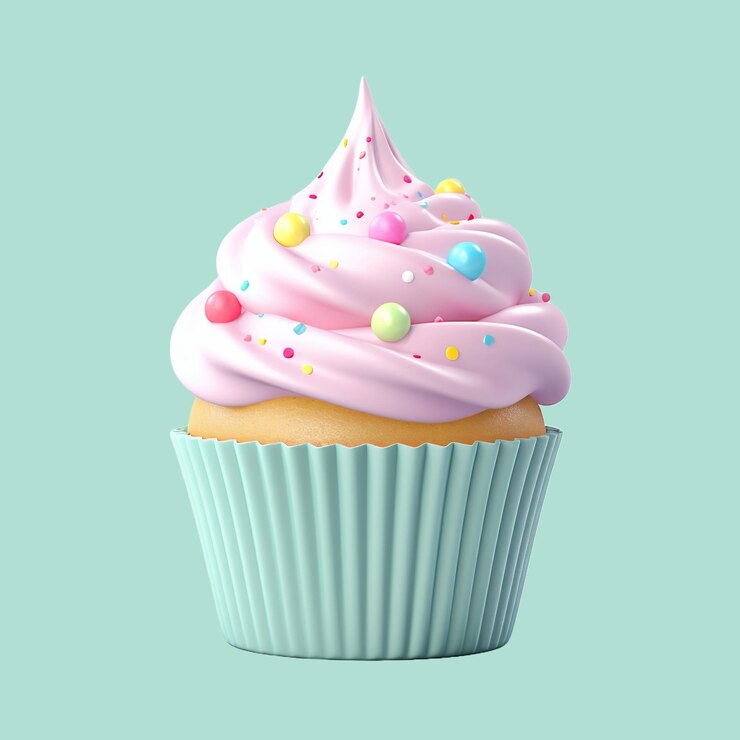 Photo 3d render illustration of cupcake simple icon for web and app modern trendy design isolated