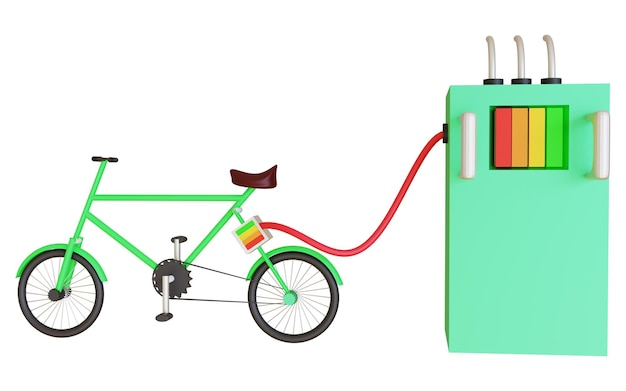Foto illustrazione di rendering 3d di bicicletta elettrica