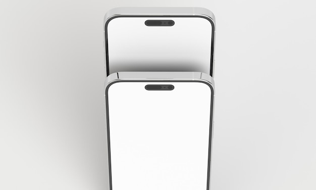 3d render illustration hand holding the white smartphone with full screen and modern frame iPhone