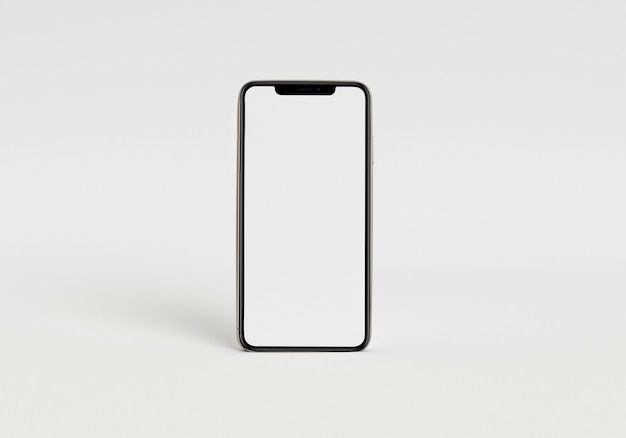 3d render illustration hand holding the white smartphone with full screen and modern frame less desi