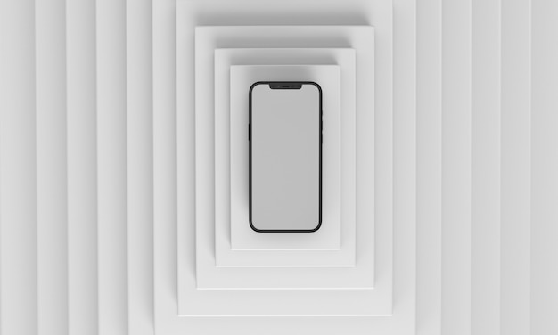 3d render illustration hand holding the white smartphone with full screen and modern frame less desi