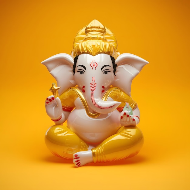 3d render illustration of hindu god ganesha statue hindu religion festival concept elephant