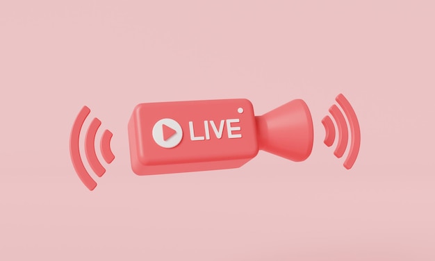 3d render illustration of Live streaming social media minimal icon Live stream online stream online broadcasting stream broadcast online meeting zoom live breaking news Cartoon minimal style