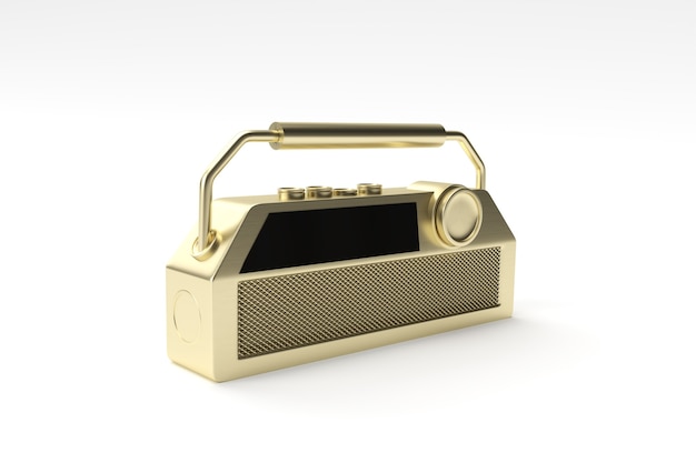 흰색 배경에 고립 된 오래 된 빈티지 복고 스타일 라디오 수신기의 3D 렌더링 그림.