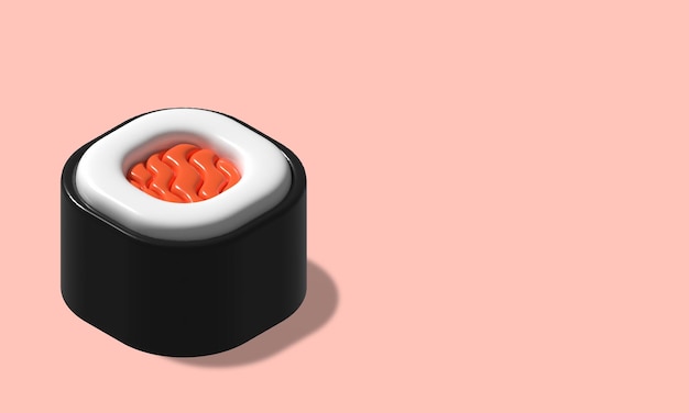 Photo 3d render illustration roll sushi isolated 3d illustration japanese sushi object