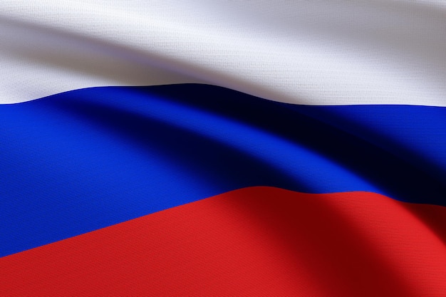 3d render illustration of russia flag. realistic russia flag\
waving in wind.