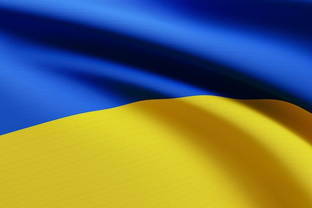 3d render illustration of Ukraine flag Realistic Flag  waving in wind