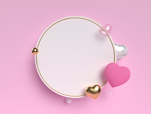 3D render illustration with hearts