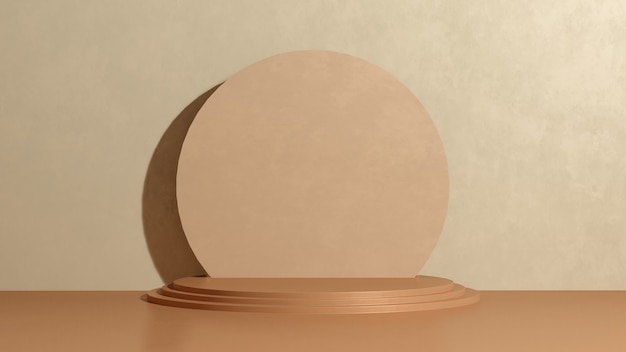 3Dレンダリング画像茶色の表彰台と茶色の背景製品表示広告