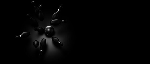 3d render image of a dark toned background relating to the game of bowling